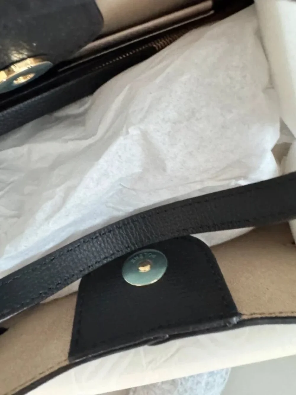✨ Polene Cyme Mini Black Grained Leather Tote Bag